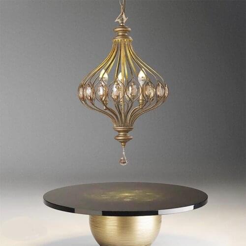 American style Pendant Lights crystal retro 3head Art Nordic bedroom birdcage iron room Pendant Lamps LO7303