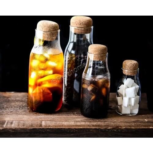 Handmade Japanese-style Simple Heat-resistant Glass Storage Jar Milk Bottle with Large-capacity for Household,Bar and Restaurant