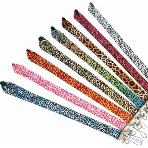 Leopard Printed Key Lanyard ID Badge Holders Animal Phone Neck Straps with Keyring Phone Accessories