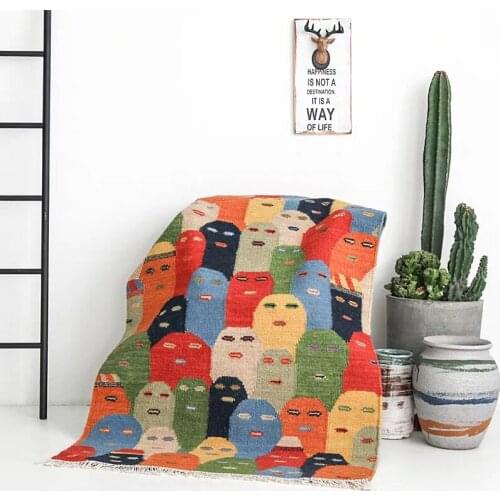 Happy Elves handmade wool living room rug ,big size Bohemia style children room decoration carpet , playing floor mat