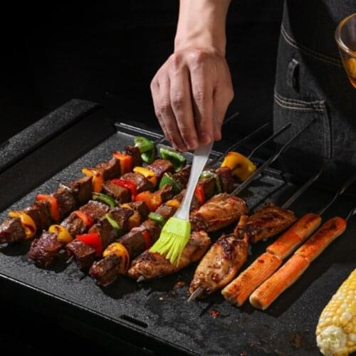 Skewers for Barbecue Reusable Grill Stainless Steel Skewers Shish Kebab BBQ Camping Flat Forks Gadgets Kitchen Accessories Tools