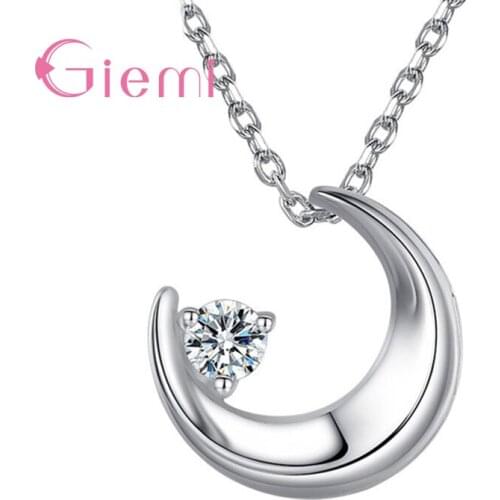 Mysterious Natural Moon Shape Pendent Necklace Pure 925 Sterling Silver Jewelry For Woman Girls Lady Gift Free Shipping
