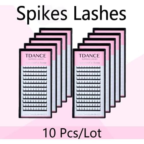 TDANCE 10pcs Spikes Wispy Extension Lashes Individual Fairy Dramatic Fluffy Soft Promade Natural Professional Makeup Eyelashes