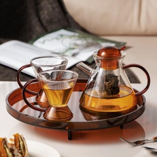 Heat Resistant Clear Glass Teapot Cup Nordic Tea Set Afternoon Tea Teaware Kettle Home Kitchen Accessories Fruit Juice Container