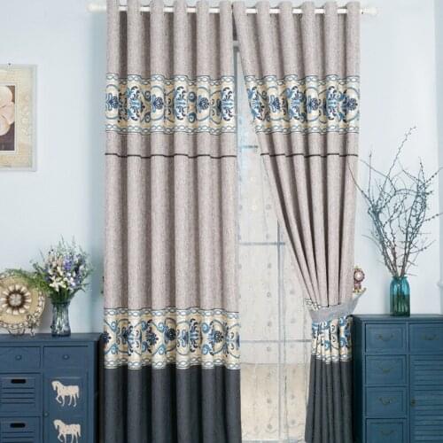 Comfort Fresh and Modern Simple Printing European and American Shading Stitching Curtains for Living Room Bedroom Dining Room