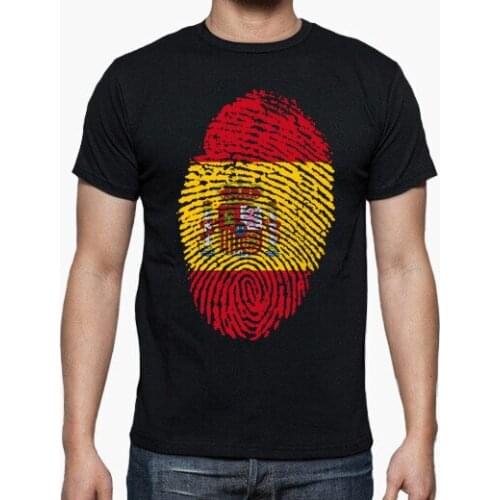 Unique Spain Flag Fingerprint T-Shirt. Summer Cotton O-Neck Short Sleeve Mens T Shirt New S-3XL