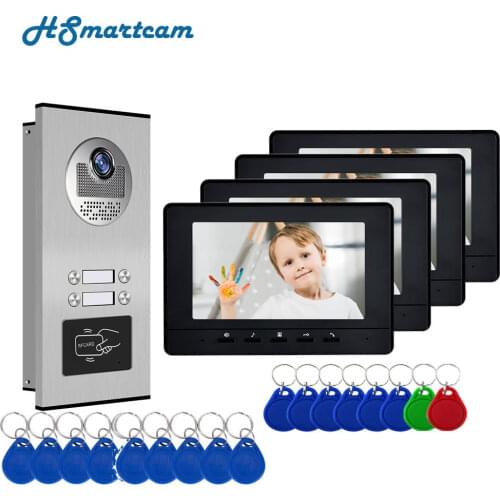 Video Door Phone intercom System 7 inch Wired RJ45 Network Cable Connection Multi Apartment Video intercom System 2 / 4 Monitors
