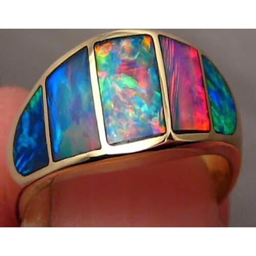Fashion European and American Style Simple New Fashion Opal Colorful Geometric Female Alloy Ring for Women Jewelry Accessories