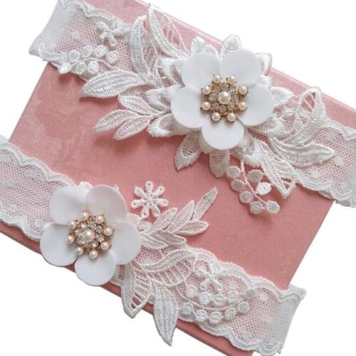 2Pc Women Flower Embroidery Leg Ring Sexy Lingerie Lace Floral Garter Belt Leg Loop Wedding Garters Bridal Cosplay Stocking Ring