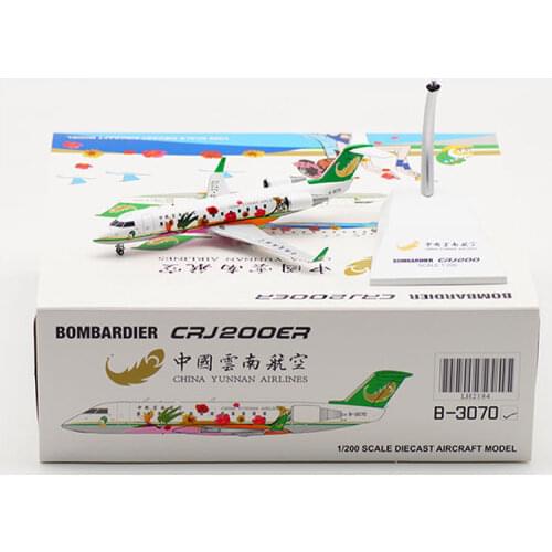 1:200 Scale Yunnan Airways CRJ-200ER Airlines Model with Base Alloy Aircraft For Collectible Souvenir Show Gift Toys