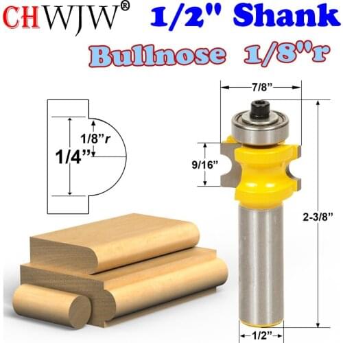 1 pc 1/2" Shank Bullnose Router Bit 1/8"r - 1/4" bead Woodworking cutter Tenon Cutter for Woodworking Tools - CHWJW 13113
