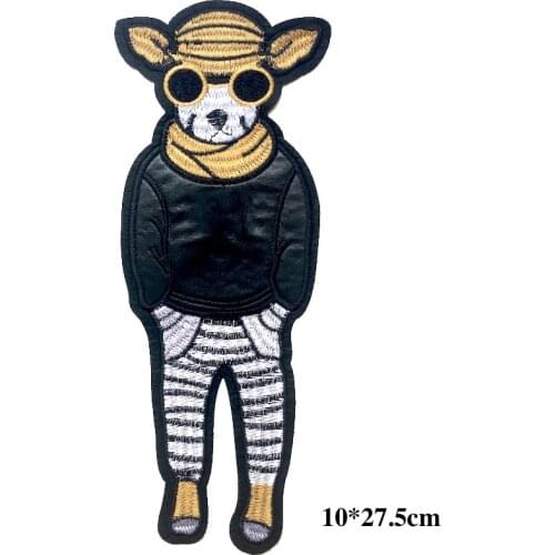 1Piece Cool Fashion Face Dog Patches Embroidered Sew On Applique For Clothes Jacket DIY Accessory LSHB700