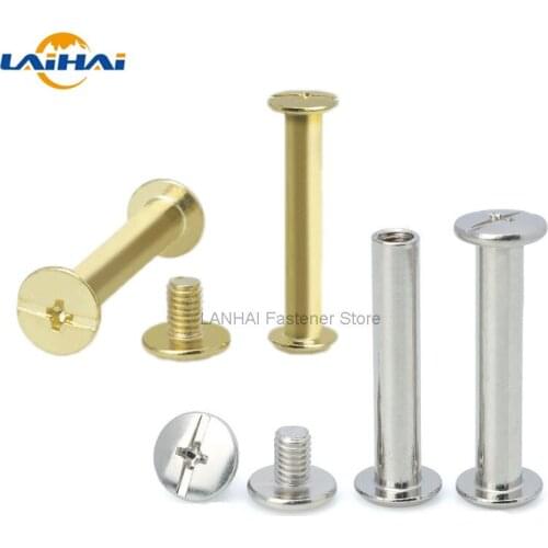 2/10pcs M5x5-150mm Golden Silver Leather Bag Belt Photo Scrapbook Album Book Post Binding Screw Chicago Screw Nail Rivet Bolt