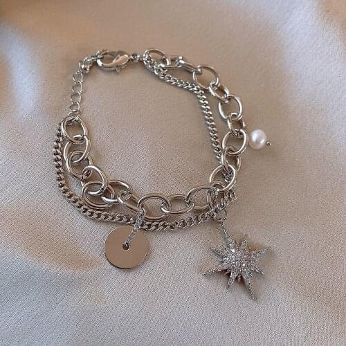 2021 New Arrival Trendy Retro Punk Style Metal Chain Bracelet For Women Fashion Jewelry Accessories