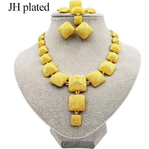 24k gold dubai jewelry sets for women African wedding gifts party bridal Necklace Bracelet earrings ring set collares jewellery