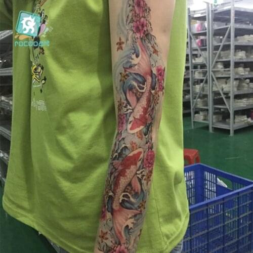 3 Sheets Large Arm sleeve Tattoo Waterproof Temporary Sticker Skull Angel Rose Men Full Flower Tatoo Body Art Tatoo Girl