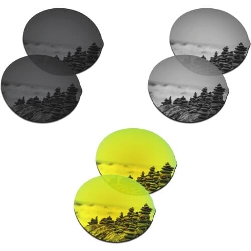 SmartVLT 3 Pairs Polarized Sunglasses Replacement Lenses for Oakley Madman Stealth Black and Silver Titanium and 24K Gold