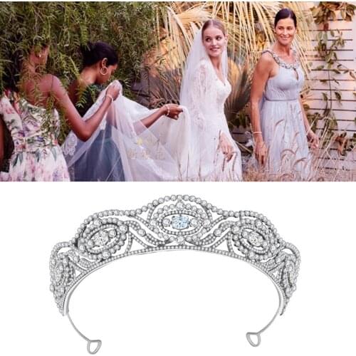3XUA Zirconia Crystal Shiny Hair Hoop Royal Style Rhinestone Headwear Princess Headpieces Hair Accessories for Wedding Party