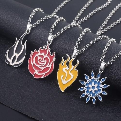 Anime Red White Black Yellow Ruby Rose Weiss Schnee Blake Belladonna Yang Xiao Long Heraldry Logo Alloy Pendant Necklace Jewelry