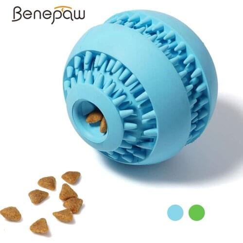 Benepaw Natural Rubber Slow Feeding Dog Ball Treat Food Dispensing Durable Puppy Toys Interactive Pet Chew Teeth Cleaning