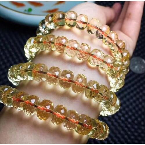 FREE SHIPPING Genuine Natural Citrine Quartz Crystal Marquise Beads Bracelet 10mm AAA