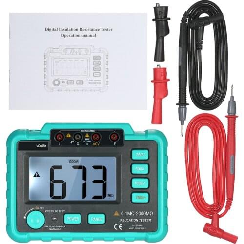 VC60B+ LCD Digital Insulation Resistance Tester Megohm Meter Megohmmeter Earth Ground Resistance DC250V/500V/1000V AC750V