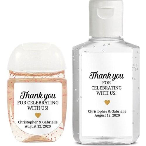 Customized Thank you hand sanitzer labels -Thank you for celebrating with us stickers- Hand sanitizers labels wedding Engagement