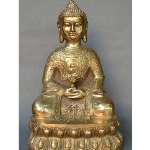Chinese Tibet Buddhism old bronze Sakyamuni Buddha merciful Buddha statue