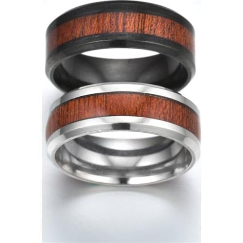 ZG 2020 Stainless Steel Wood Grain Ring Retro Titanium Steel Ring Hand Jewelry Personality Mens Charm