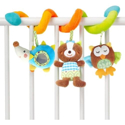 Educational Toddler Toys Baby Plush Animal Rattle Mobile Infant Stroller Bed Crib Spiral Hanging Toys For Baby Toys 0-12 Months