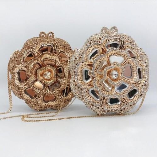 Fashion 3D Flower Diamond Clutch Bag Luxury Gold 4 Colors Women’s Crystal Shoulder Wallet Elegant Ladies Dinner Wedding Clutches