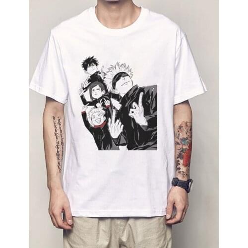 Harajuku Men Tshirt Jujutsu Kaisen Printing Unisex Short Sleeve T Shirt Cool Cartoon Anime Casual T-shirt Male Streetwear Tops