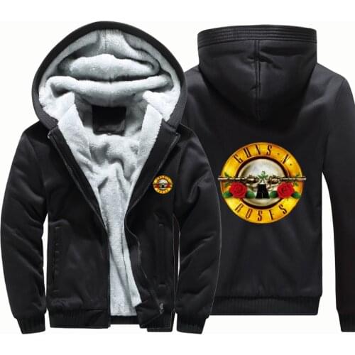 GUNS and Roses rock band windbreak outwear coatwarm hoodie man thick Camouflage Sleeve causal winter Jacket hoody men clothes
