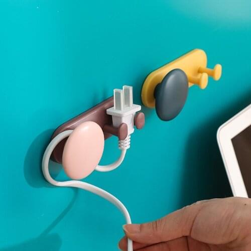 Wall Storage Organization Hook Punch-free Power Plug Socket wire Holder Kitchen Hook Wall Adhesive Hanger Office Kitchen Rack