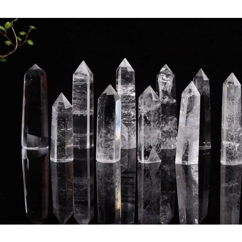 Natural White Crystal Clear Quartz 4-8CM Quartz Crystal Stone Point Healing Hexagonal Wand Treatment Stone Home Decoration