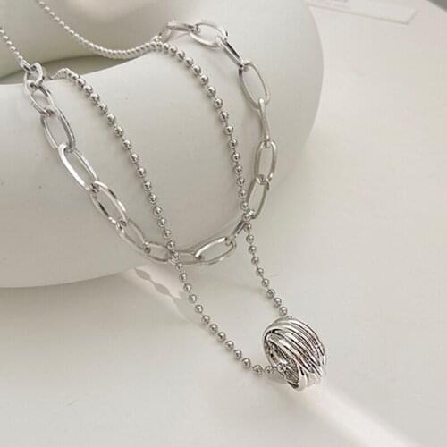 Stainless Steel Pendants Necklaces for Women Double Layer Sweater Necklace New Design Fashion Jewelry Acceccories YNC153