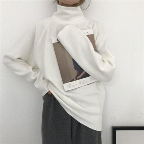 Autumn top female student versatile new half high collar bottomed shirt female loose solid color trendy sleeves
