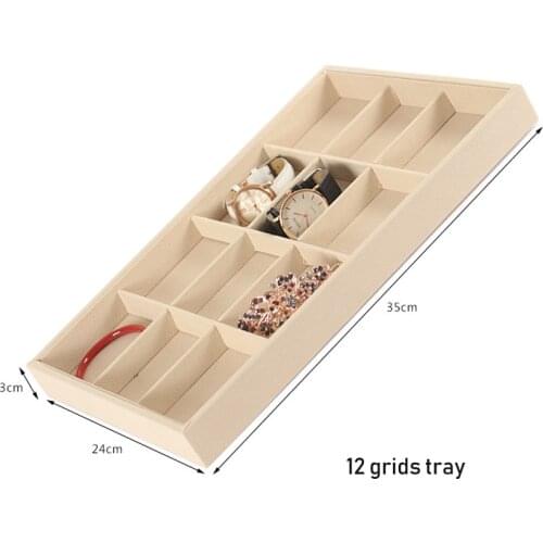 New Fashion Beige Velvet Jewelry Tray Jewellery Organizer Storage Box Watch Holder Necklace Ring Earring Pendant Stand Series
