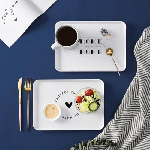 Nordic Style Plastic Dessert Serving Tray Tea Breakfast Bread Tray Snack Plate Storage Plates Square Accessories Cosmetics Dish