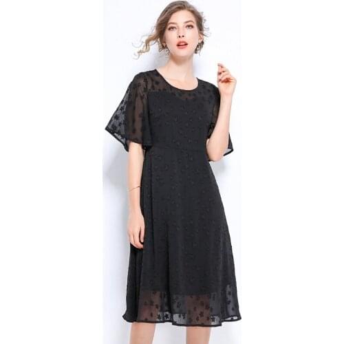 Plus Size Xl 5Xl Dresses Summer 2019 Loose Dress Mid Long A Line High Waist Black Casual Dresses For Women 2019 DD2194