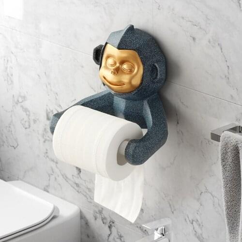 Resin Monkey Statue Tissue Holder Wall for Bathroom Kitchen Toilet Paper Roll Holder Monkey Figurine Ornaments Home Decoration