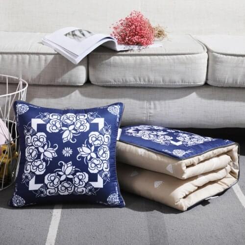 2 In 1 Combed Cotton Foldable Patchwork Pillow Quilt Blanket Square Home Office Car Throw Pillow Back Cushion 105*150cm cojines
