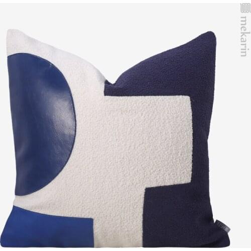 Geometric pattern stitching pillow Nordic luxury model room square pillow living room sofa cushion cover homestay pillow