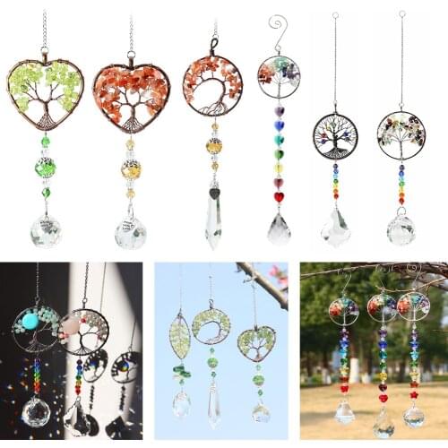 Hanging Crystal Sun Catchers Crystal Prism Ball Pendant Wind Chimes Window Hanging Ornament Craft Outdoor Garden Decor Gift