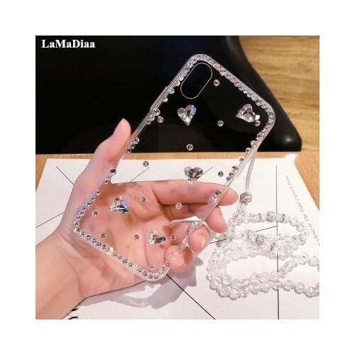 Luxury Love Heart Diamond Glitter Phone Cases For Xiaomi Redmi 8 7 4A 5A 6A Note 8 7 4 5 6 Note4X 5A Soft TPU Clear Cover Capa
