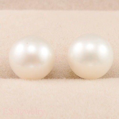 LUXURIOUS 10-11mm AAA WHITE Perfect Round AKOYA PEARLS EARRING 14K/20 WHITE GOLD