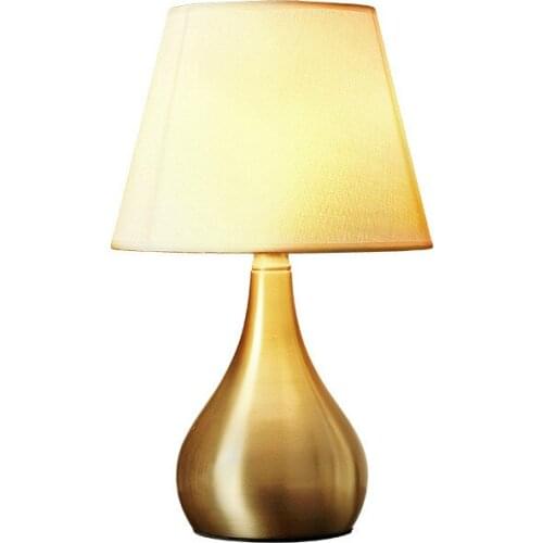 Nordic Light Luxury Brass Lamp Body Cloth Lampshade Desk Lamp for Study Room Bedroom Bedside Light Office Table Decor E27 Bulbs