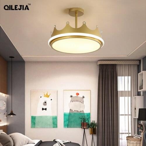 Crown Decoration Modern LED Chandelier Lights Dimmable For Childrens Bedroom Living Room Study Gold Pink White Lighting Lamps