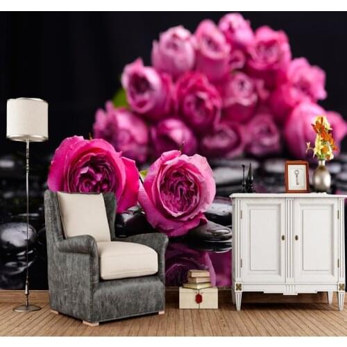 Modern home decoration wallpaper, pink flowers natural landscape murals for the living room sofa background wallpaper roll paper