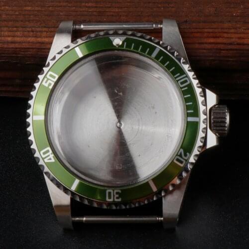 Vintage 1960 Watch Case for NH35/36 Movement Acrylic Dome Crystal Green Aluminum Bezel Ratchet 120 Clicks Watch Accessories 5ATM